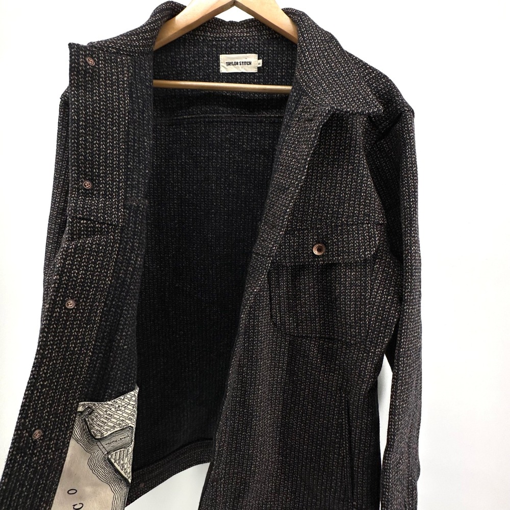 Taylor Stitch Long Haul Jacket Brown Tweed Wool Blend Mens 44 XL Trucker Coat